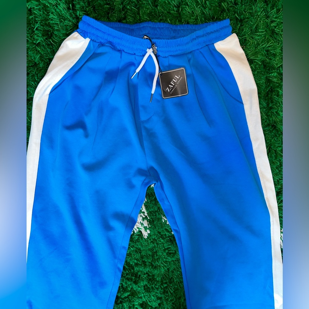 Blue Drawstring Sweat Pants - Picture 2 of 4